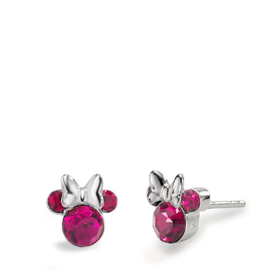 Pendientes Plata Circonita rosa, 6 piedras Ø6 mm