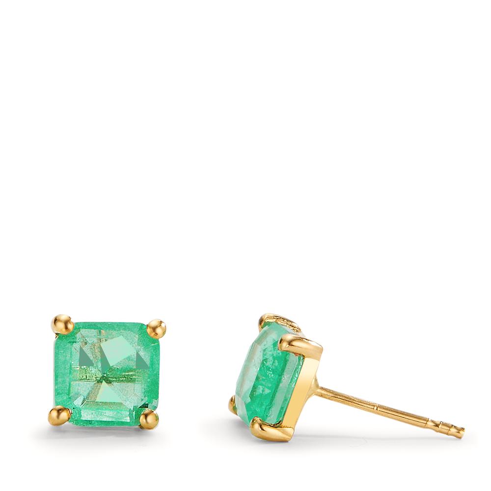 Pendientes 750/oro amarillo de 18 quilates Cuarzo verde, 2 piedras Ø6 mm