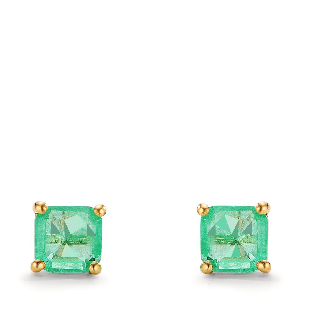 Pendientes 750/oro amarillo de 18 quilates Cuarzo verde, 2 piedras Ø6 mm