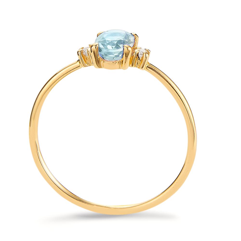 Anillo de dedo 750/oro amarillo de 18 quilates Diamante 0.03 ct, 3 piedras, w-si, Topacio azul