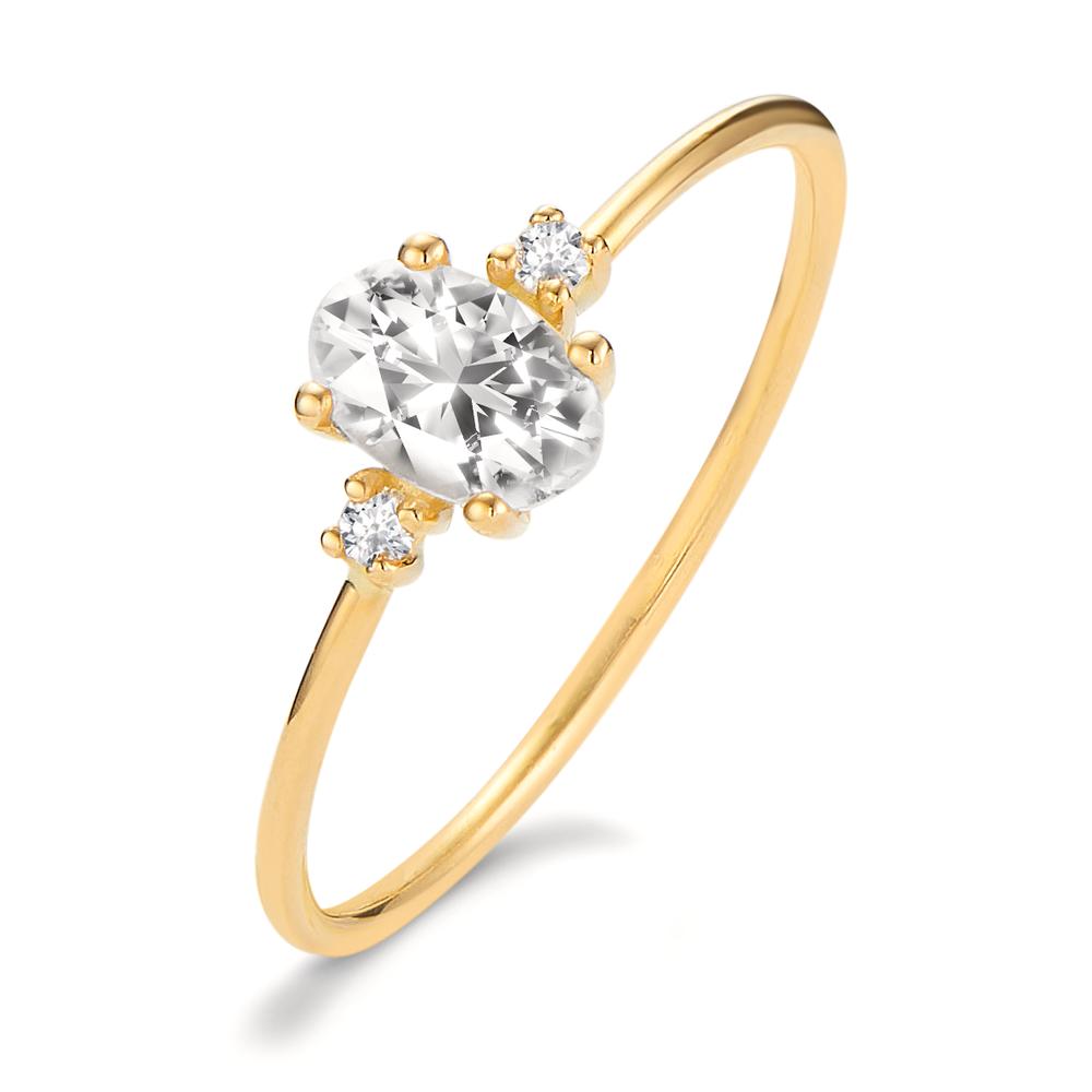 Anillo de dedo 750/oro amarillo de 18 quilates Diamante 0.03 ct, 3 piedras, w-si, Topacio blanco