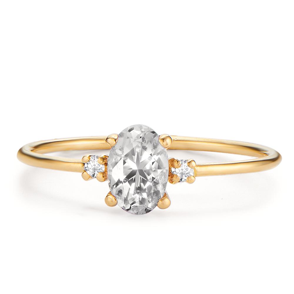 Anillo de dedo 750/oro amarillo de 18 quilates Diamante 0.03 ct, 3 piedras, w-si, Topacio blanco