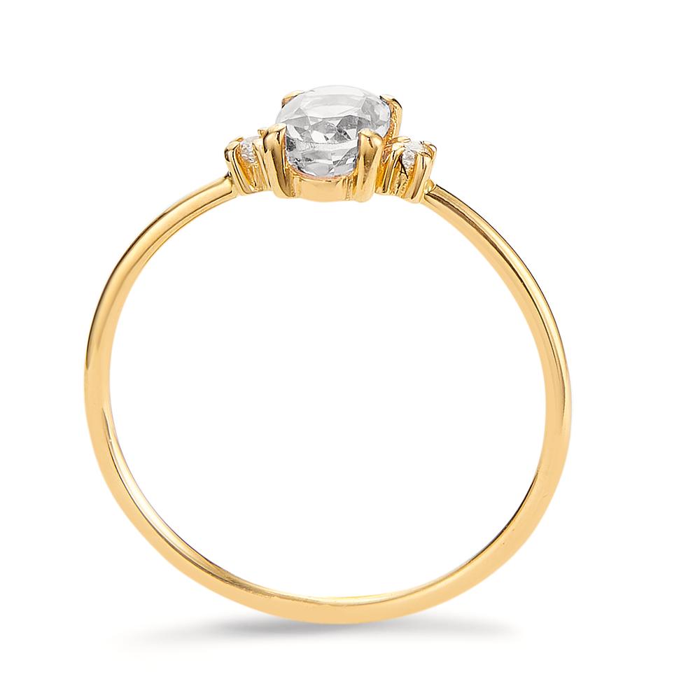 Anillo de dedo 750/oro amarillo de 18 quilates Diamante 0.03 ct, 3 piedras, w-si, Topacio blanco