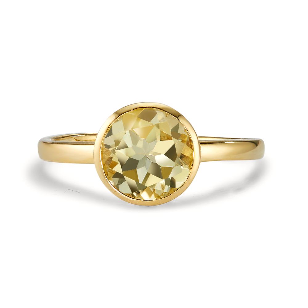 Anillo de dedo Plata Cuarzo amarillo Amarillo Dorado Ø9 mm