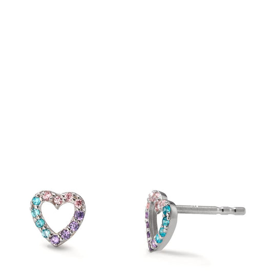 Pendientes Plata Circonita vistoso Rodio plateado Corazón Ø5.5 mm