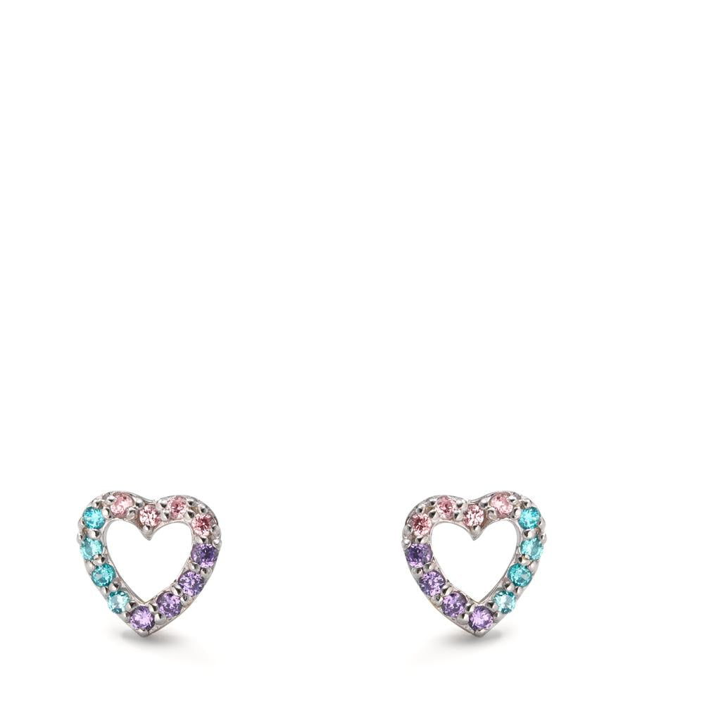 Pendientes Plata Circonita vistoso Rodio plateado Corazón Ø5.5 mm