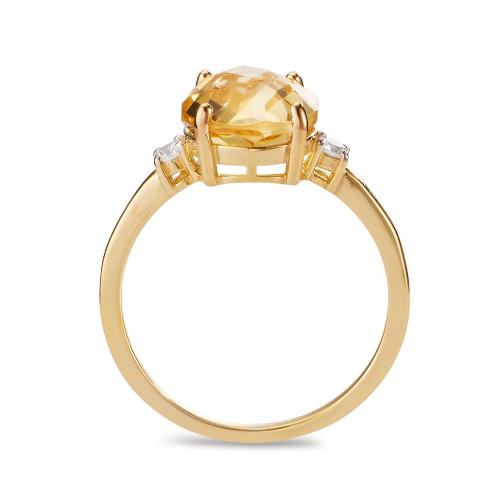 Anillo de dedo Oro amarillo de 375/9K Citrino, Circonita 2 piedras