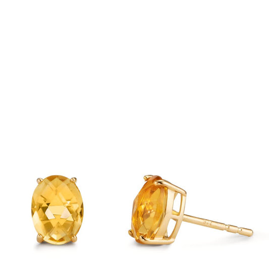 Pendientes Oro amarillo de 375/9K Citrino 2 piedras