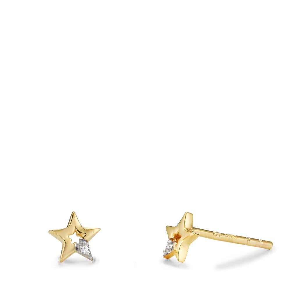 Pendientes Oro amarillo de 375/9K Circonita 2 piedras estrella Ø5.5 mm