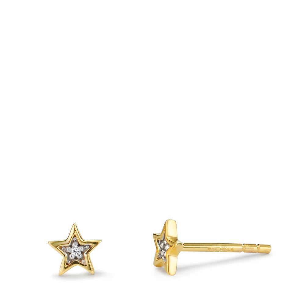 Pendientes Oro amarillo de 375/9K Circonita 2 piedras estrella Ø5.5 mm