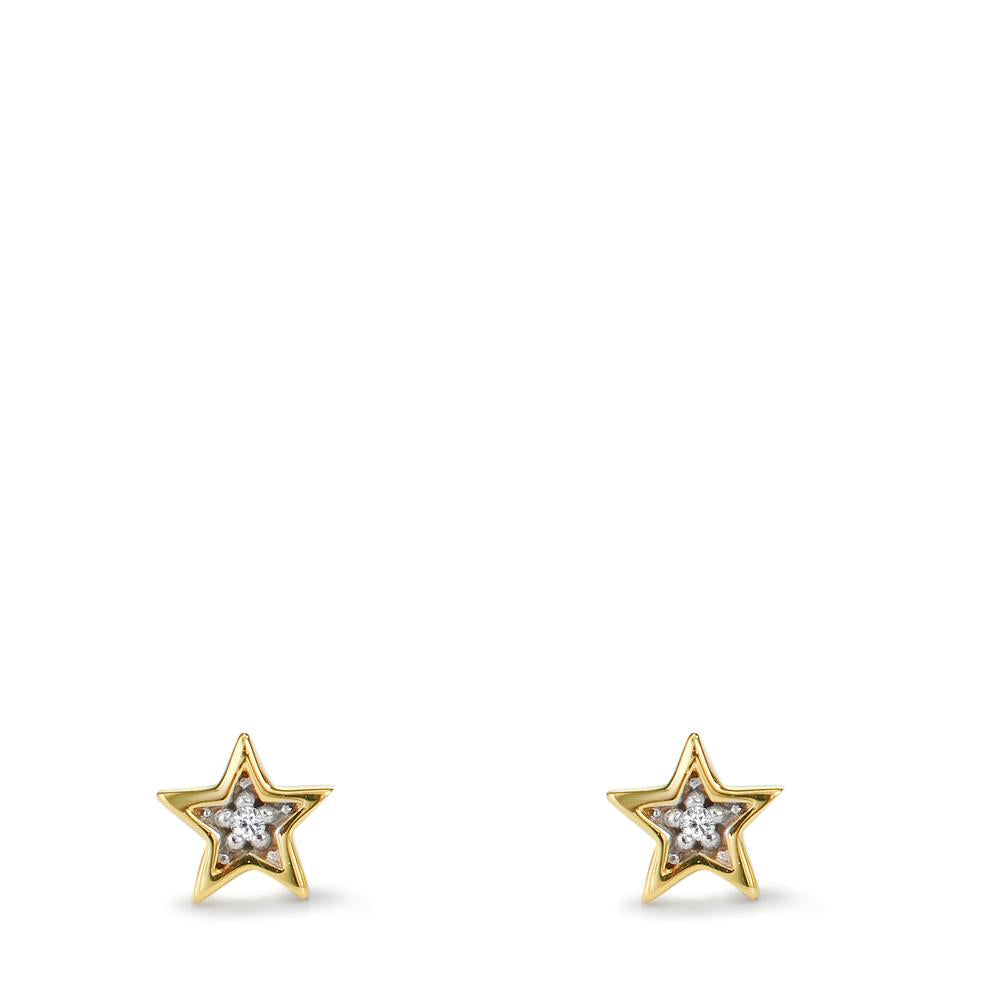 Pendientes Oro amarillo de 375/9K Circonita 2 piedras estrella Ø5.5 mm