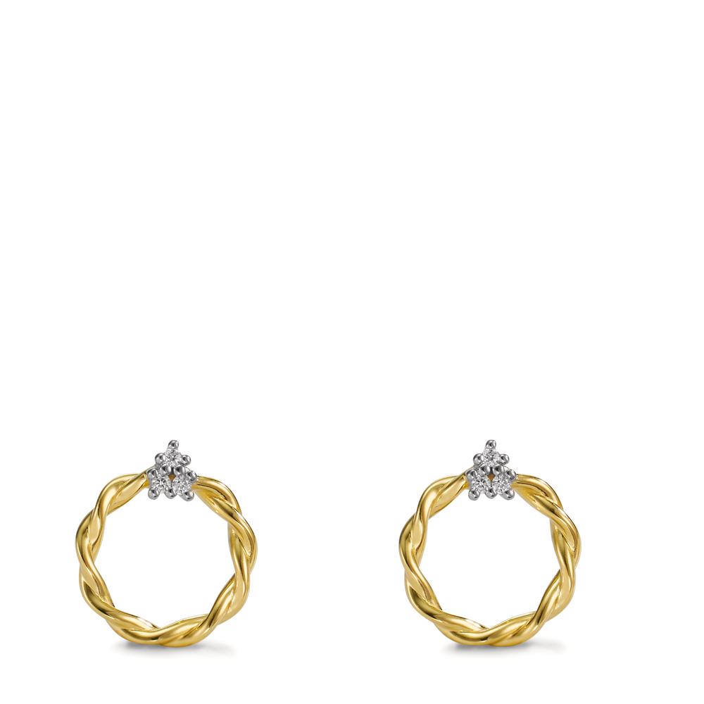 Pendientes Oro amarillo de 375/9K Diamante 0.03 ct, 6 piedras, w-si Ø10 mm