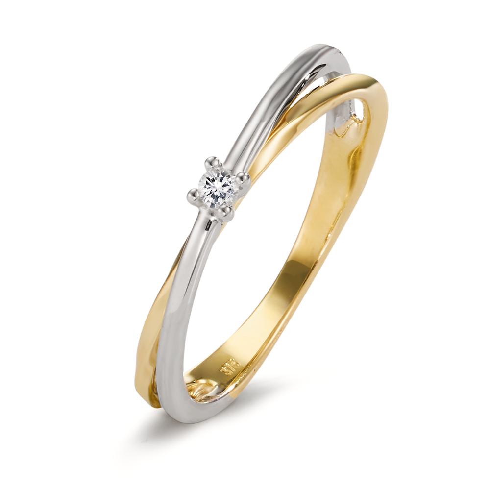 Anillo de dedo Oro amarillo de 375/9K, Oro blanco de 375/9 quilates Diamante 0.03 ct, w-si