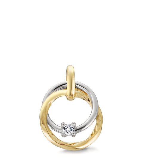 Colgante Oro amarillo de 375/9K, Oro blanco de 375/9 quilates Diamante 0.03 ct, w-si Ø11 mm