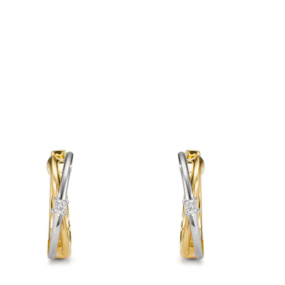 Aro con bisagra Oro amarillo de 375/9K, Oro blanco de 375/9 quilates Diamante 0.03 ct, 2 piedras, w-si