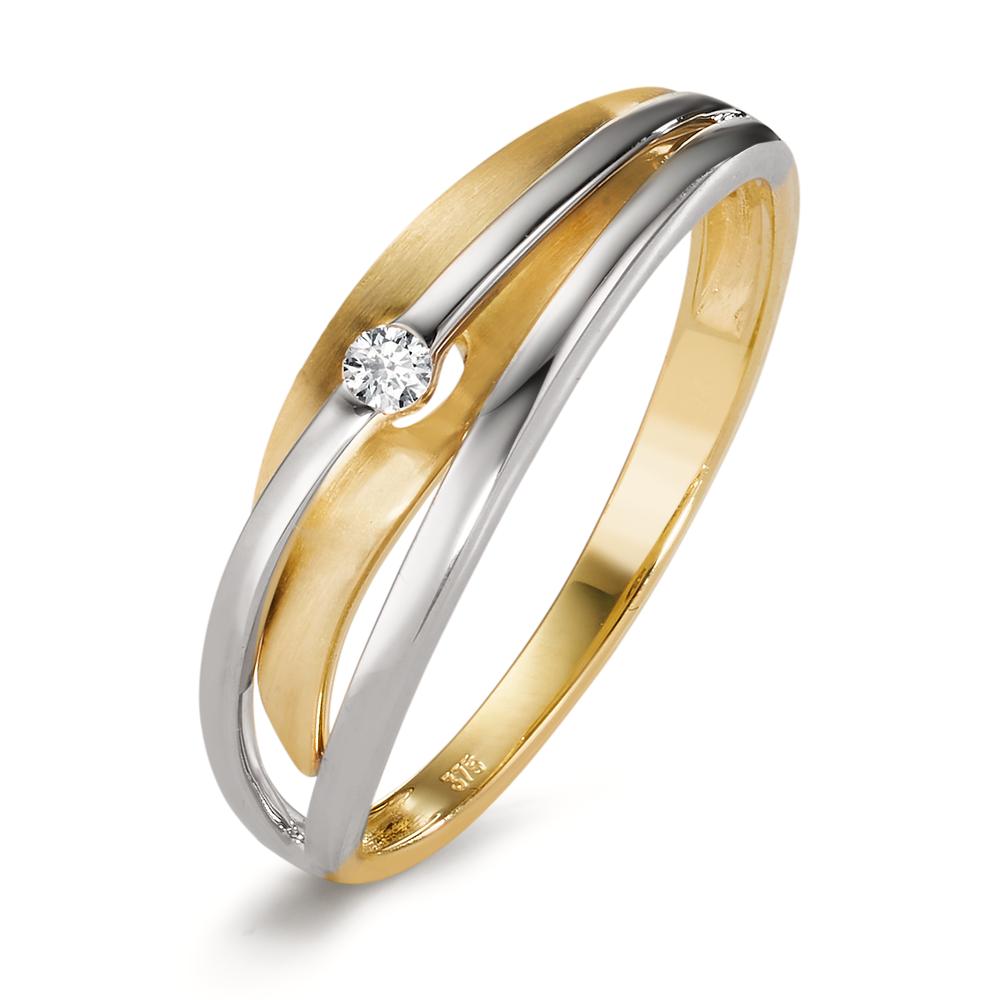 Anillo de dedo Oro amarillo de 375/9K, Oro blanco de 375/9 quilates Diamante 0.04 ct, w-si