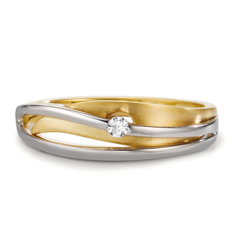 Anillo de dedo Oro amarillo de 375/9K, Oro blanco de 375/9 quilates Diamante 0.04 ct, w-si