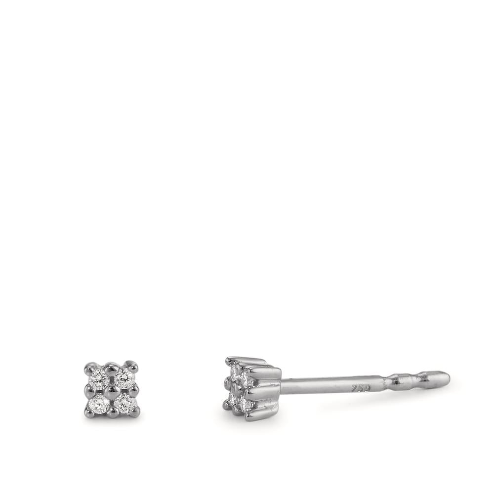 Pendientes 750/oro blanco de 18 quilates Diamante 0.04 ct, 8 piedras, p1 Ø2.7 mm