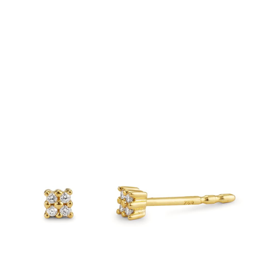 Pendientes 750/oro amarillo de 18 quilates Diamante 0.04 ct, 8 piedras, p1 Ø2.7 mm