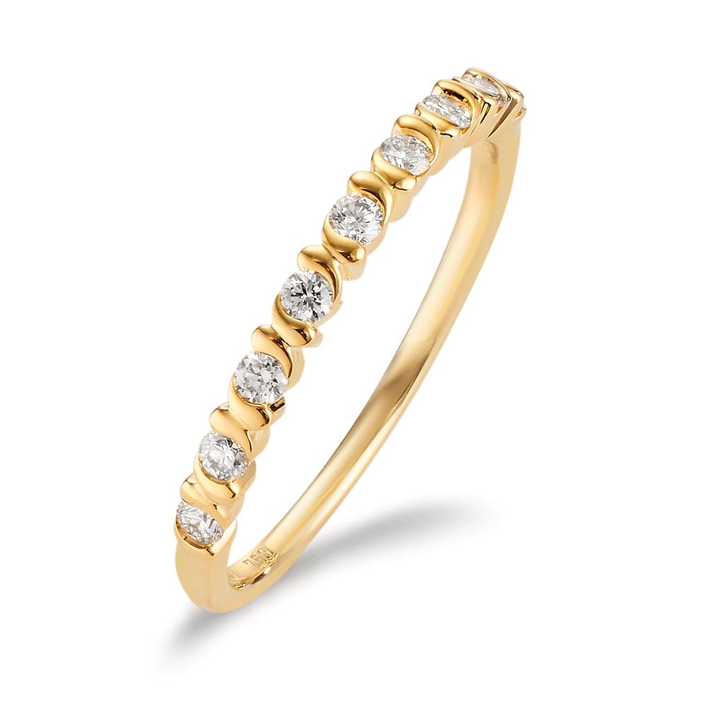 Anillo de memoria 750/oro amarillo de 18 quilates Diamante 0.22 ct, 9 piedras, w-si