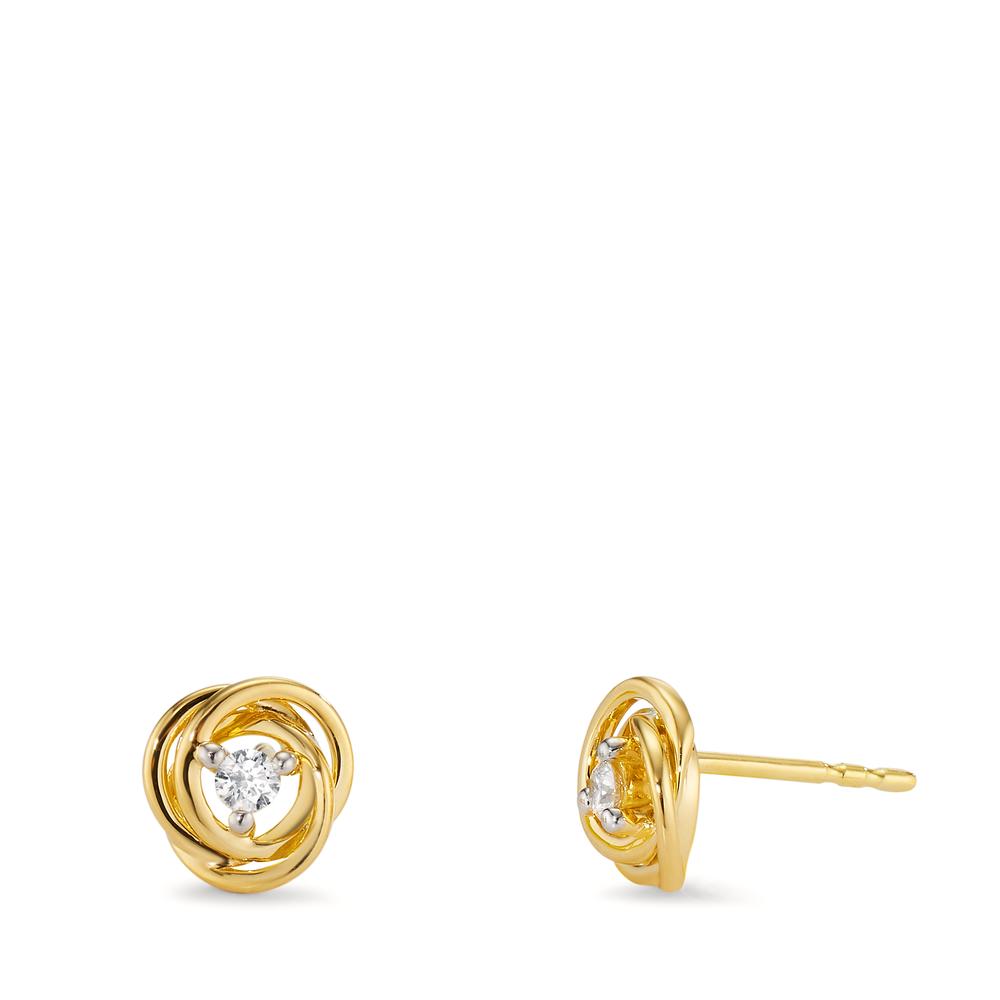 Pendientes 750/oro amarillo de 18 quilates Diamante 0.10 ct, 2 piedras, w-si