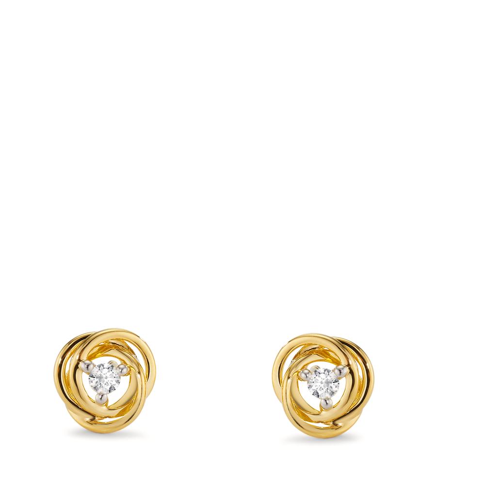 Pendientes 750/oro amarillo de 18 quilates Diamante 0.10 ct, 2 piedras, w-si