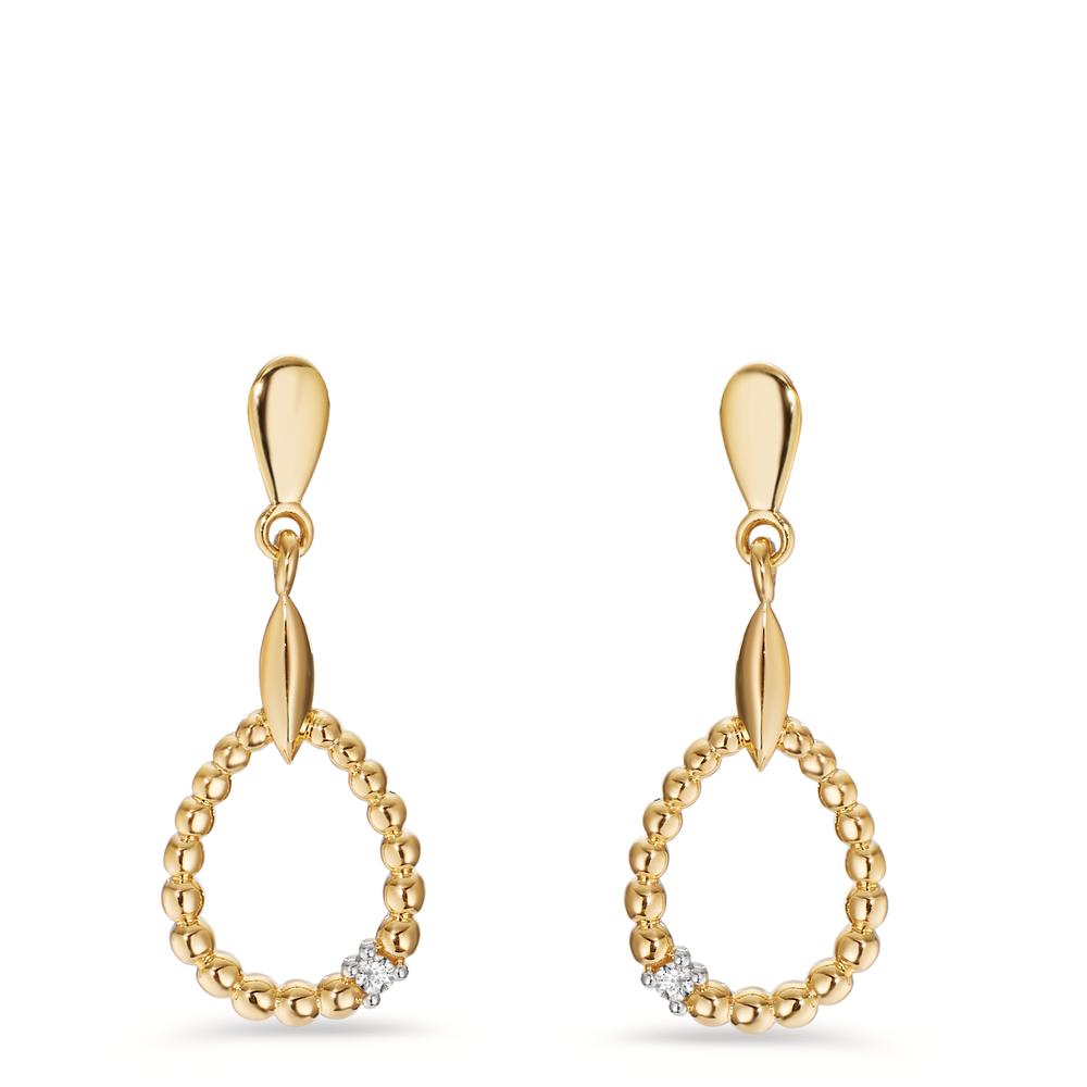 Pendientes 750/oro amarillo de 18 quilates Diamante 0.02 ct, 2 piedras, w-si