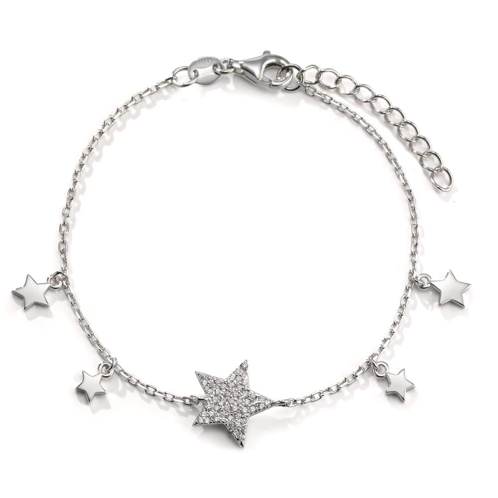 Pulsera Plata Circonita Rodio plateado estrella 16-19 cm