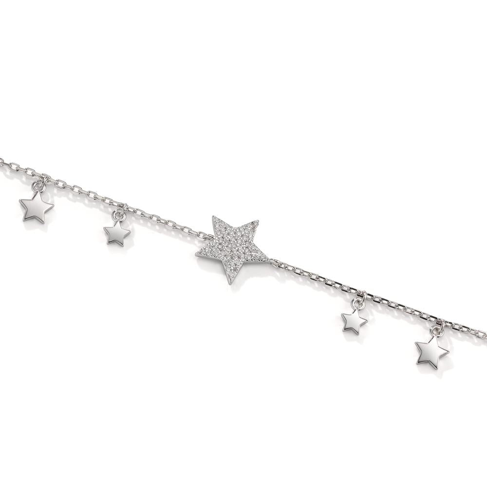 Pulsera Plata Circonita Rodio plateado estrella 16-19 cm