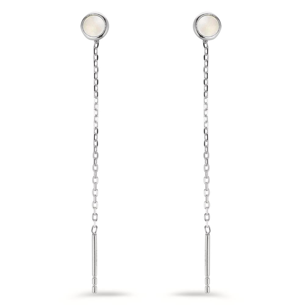 Aretes Plata Rodio plateado Madre perla Ø5 mm