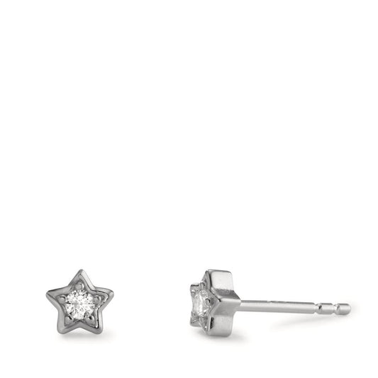 Pendientes Plata Circonita 2 piedras Rodio plateado estrella Ø5 mm