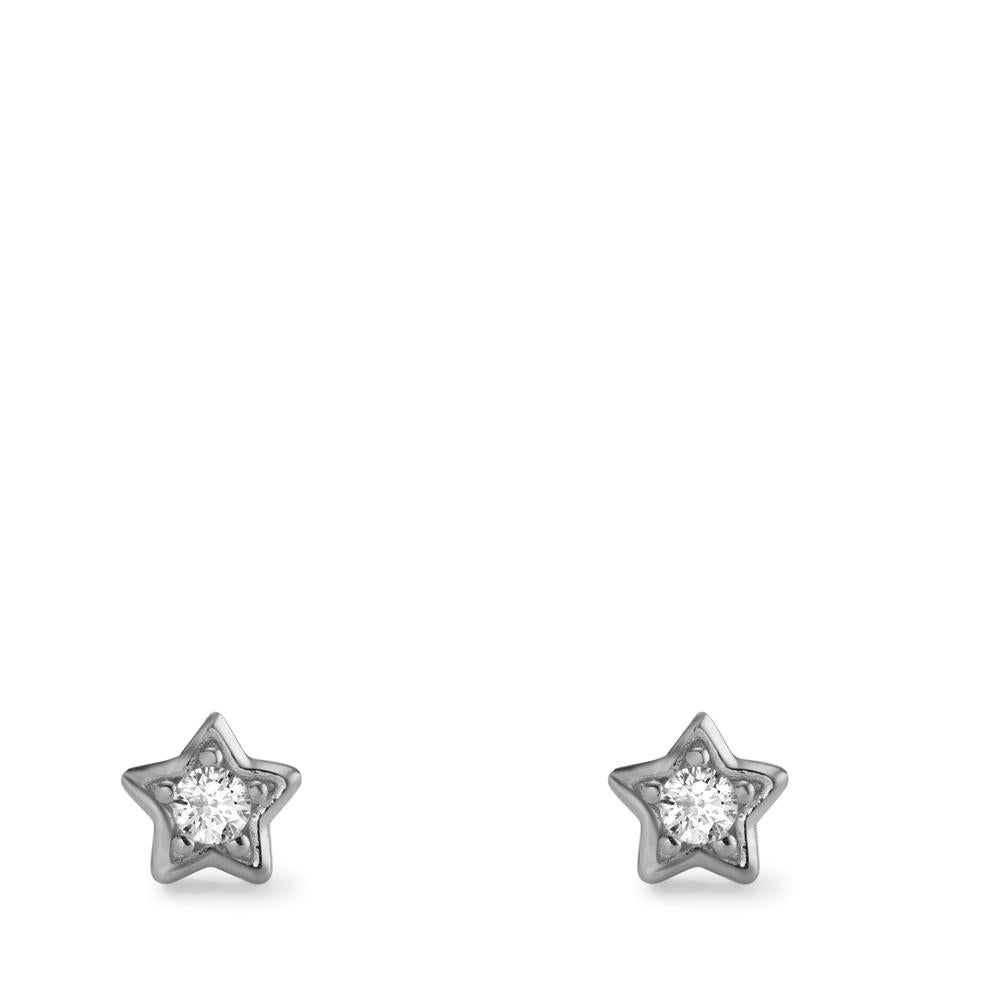 Pendientes Plata Circonita 2 piedras Rodio plateado estrella Ø5 mm