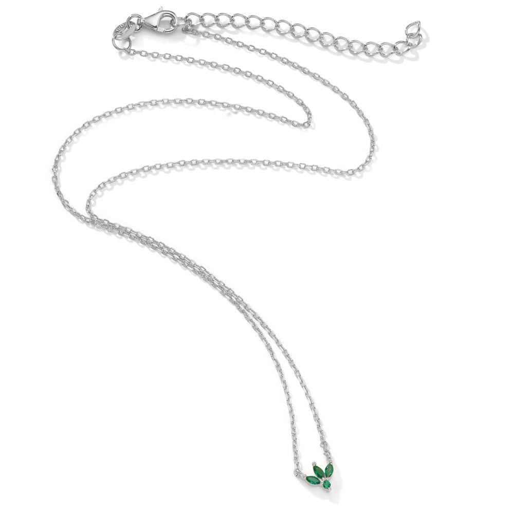 Collar Plata Circonita verde, 4 piedras Rodio plateado 38-42 cm