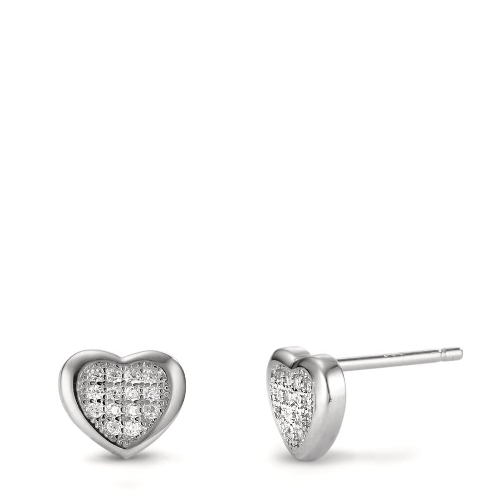 Pendientes Plata Circonita 28 piedras Rodio plateado Corazón Ø7.5 mm