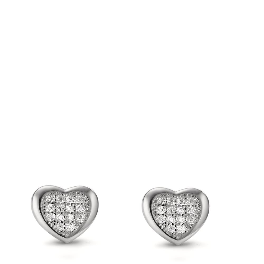 Pendientes Plata Circonita 28 piedras Rodio plateado Corazón Ø7.5 mm