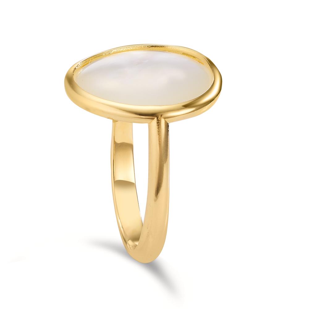 Anillo de dedo 750/oro amarillo de 18 quilates Madre perla Ø16 mm