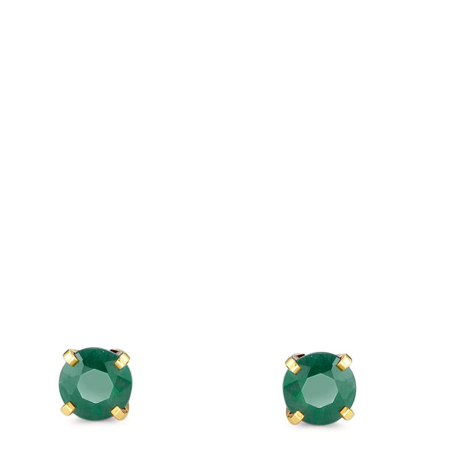 Pendientes 750/oro amarillo de 18 quilates Esmeralda 2 piedras Ø4 mm