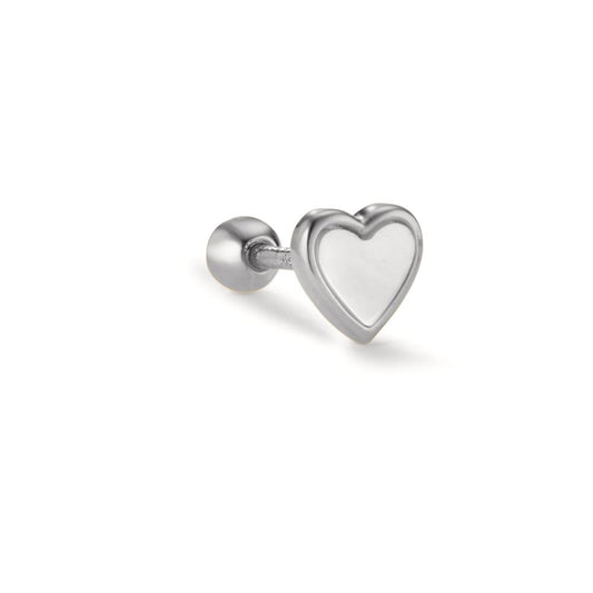 Piercing Plata Rodio plateado Madre perla Corazón Ø5.3 mm