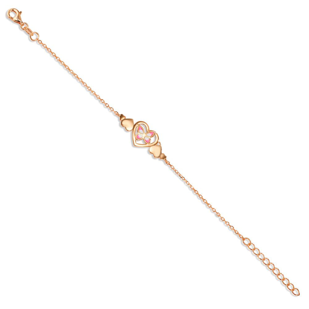 Pulsera Plata Rosa Dorado Mariposa 14-17 cm