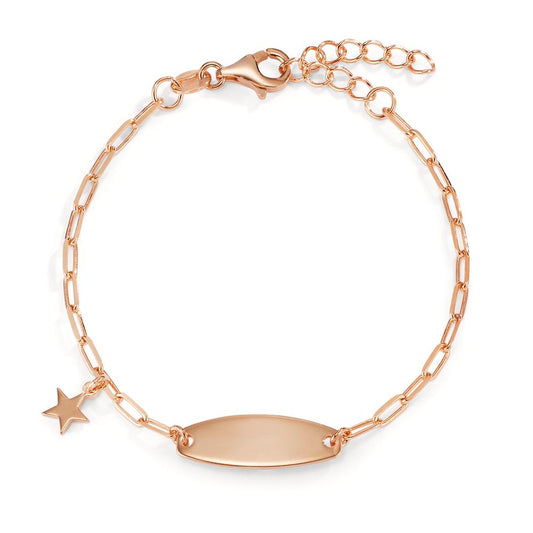 Pulsera grabada Plata Rosa Dorado estrella 14-17 cm