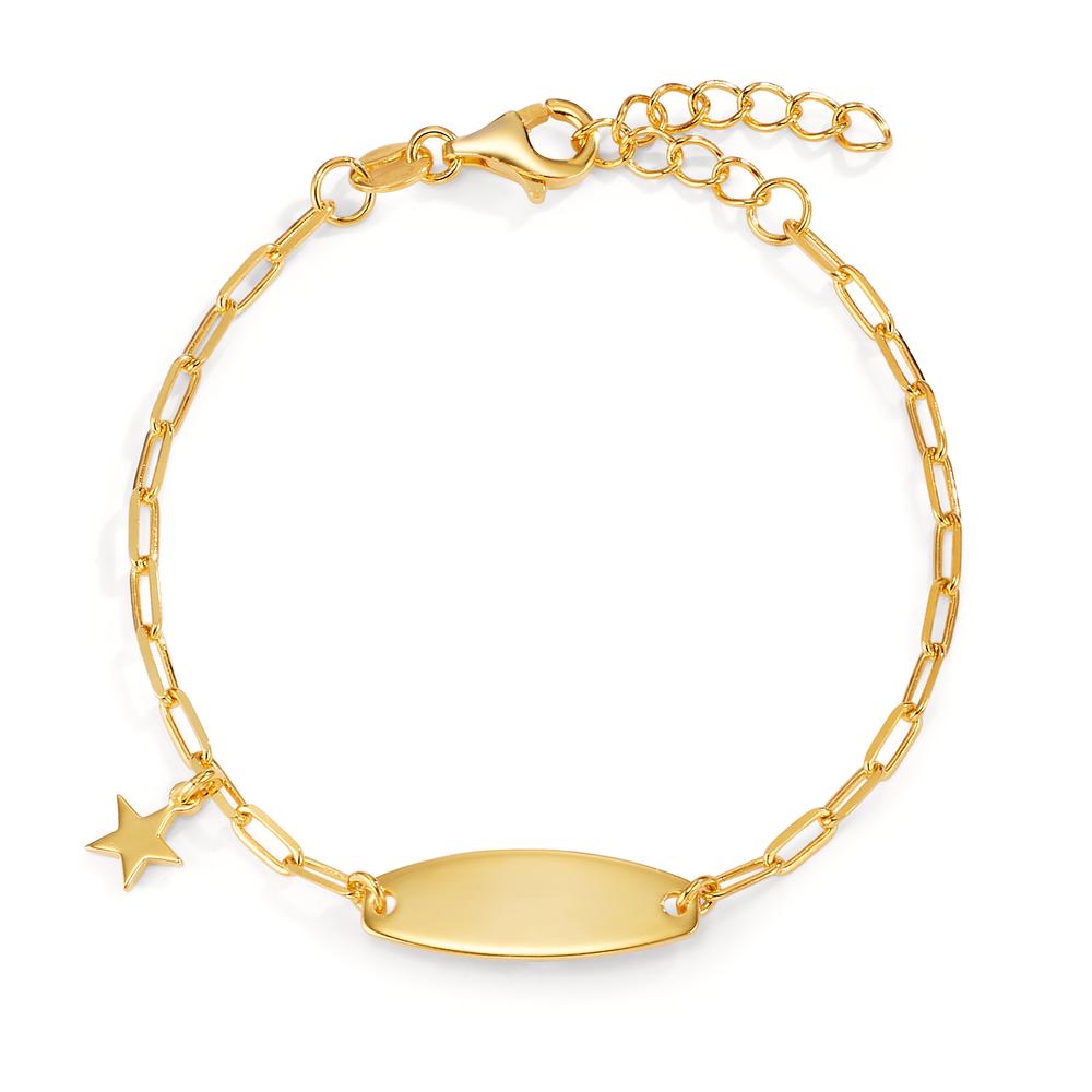 Pulsera grabada Plata Amarillo Dorado estrella 14-17 cm