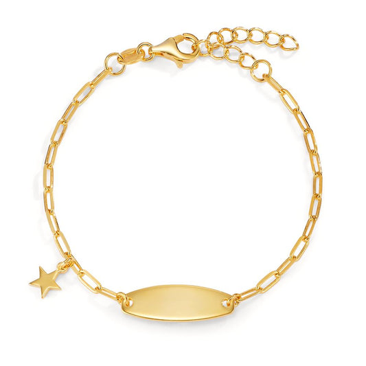 Pulsera grabada Plata Amarillo Dorado estrella 14-17 cm