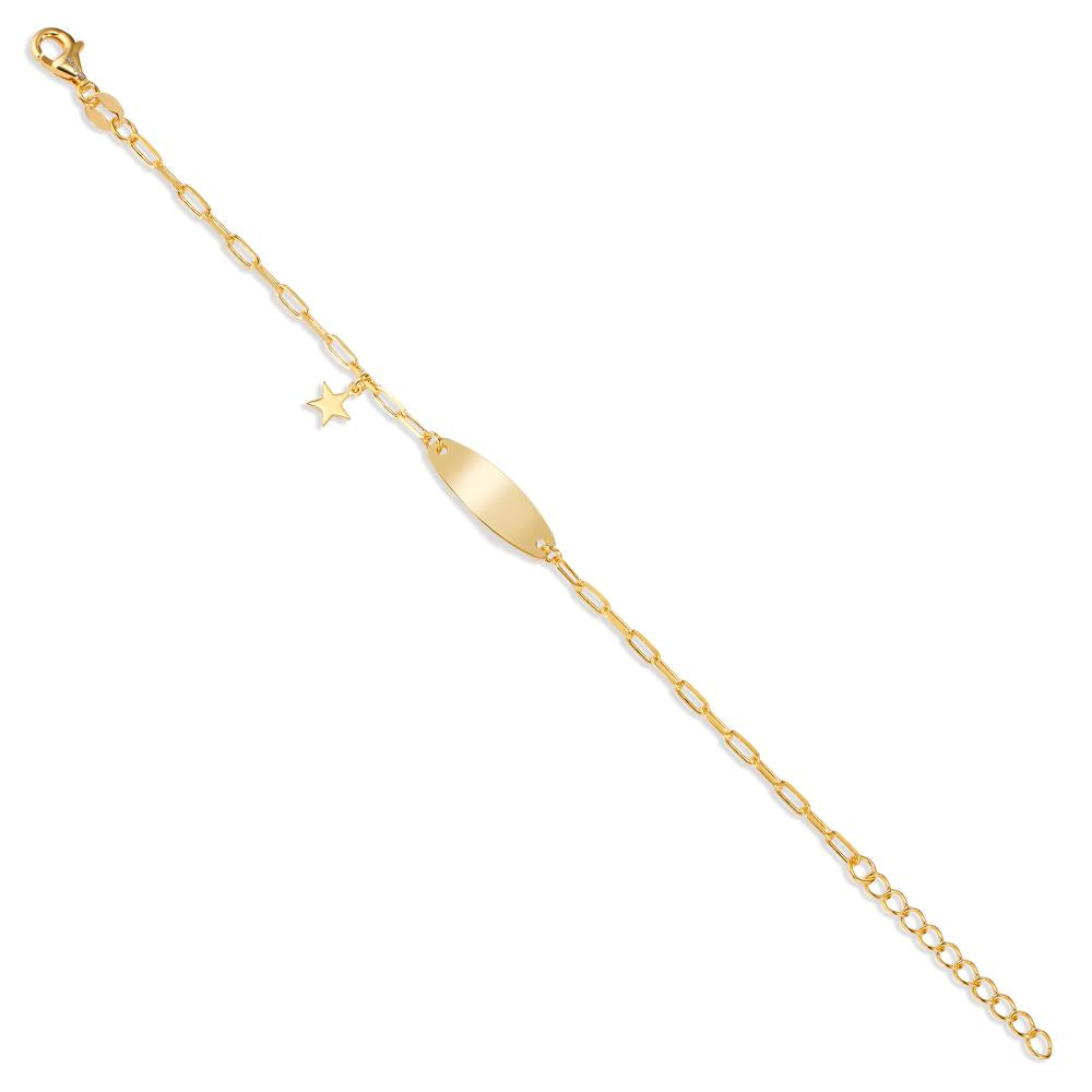 Pulsera grabada Plata Amarillo Dorado estrella 14-17 cm