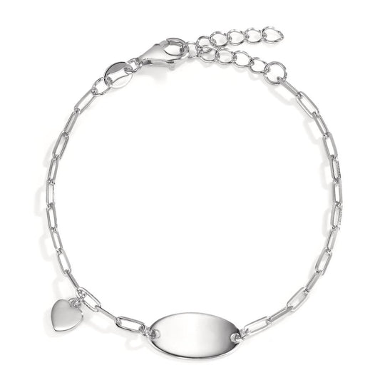 Pulsera grabada Plata Rodio plateado Corazón 14-17 cm