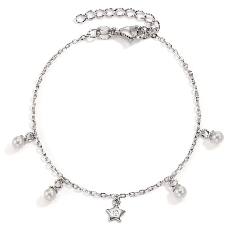 Pulsera Plata Circonita Rodio plateado estrella 16-19 cm