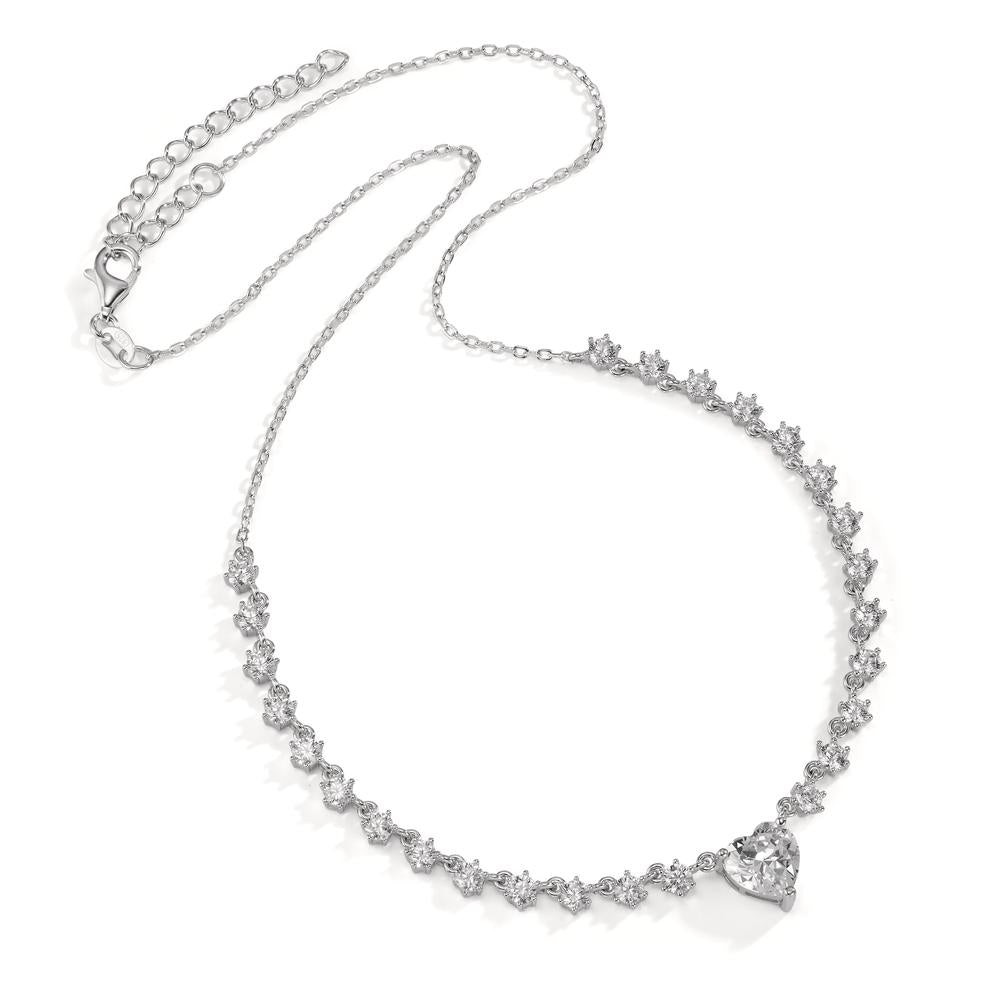 Collar Plata Circonita Rodio plateado Corazón 36-41 cm