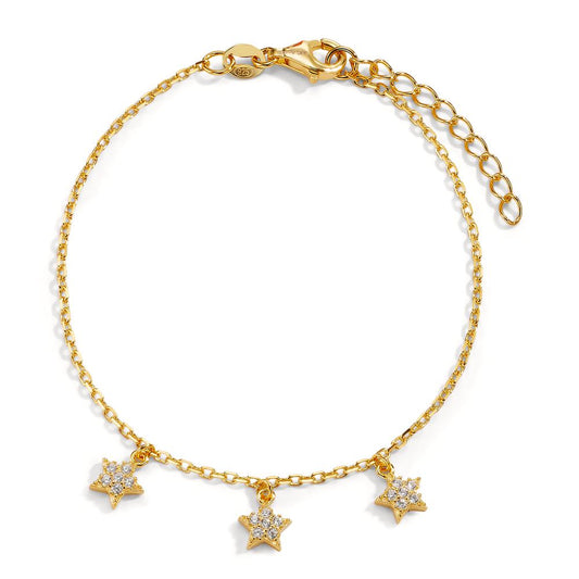 Pulsera Plata Circonita Amarillo Dorado estrella 16-19 cm