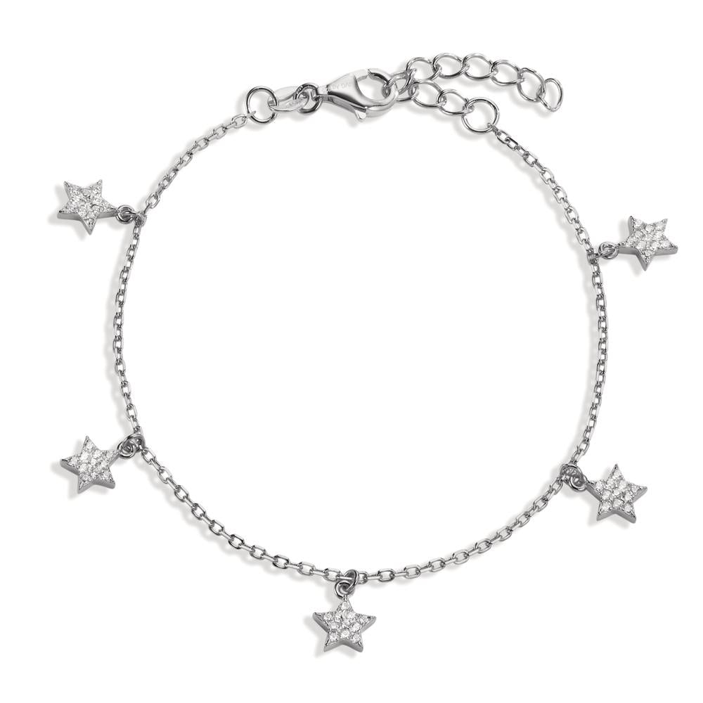 Pulsera Plata Circonita Rodio plateado estrella 16-19 cm