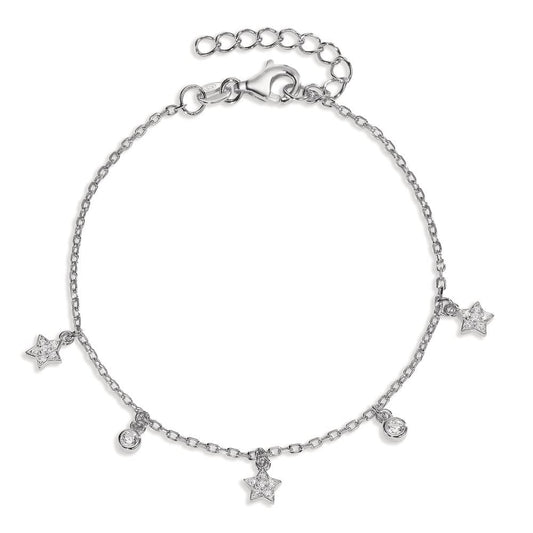 Pulsera Plata Circonita Rodio plateado estrella 16-19 cm