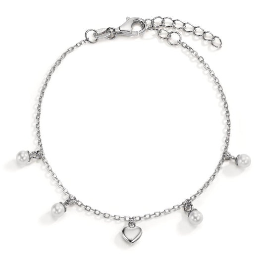 Pulsera Plata Rodio plateado Corazón 16-19 cm